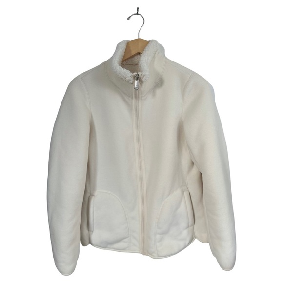 Weatherproof Reversible Plush Fleece Jacket Cream Full Zip Size Small - Picture 7 of 13